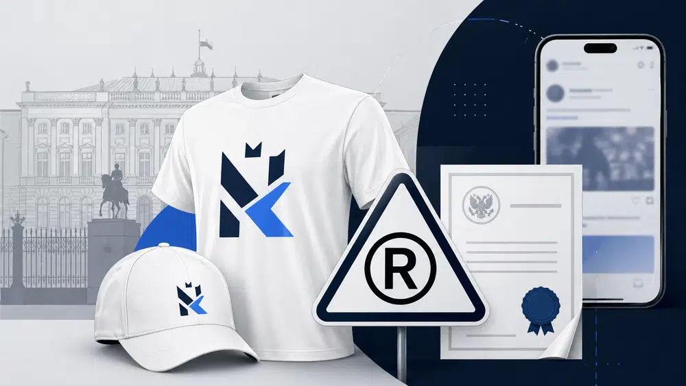 Ilustracja przedstawiająca koszulkę politycznej marki, symbol zarejestrowanego znaku towarowego i dokumenty, nawiązująca do afery Nowrocky.